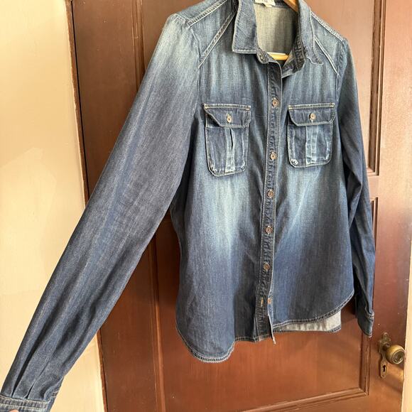 PAIGE | Kadie Lightweight Dark Classic Denim Shirt  | Large - Picture 5 of 7